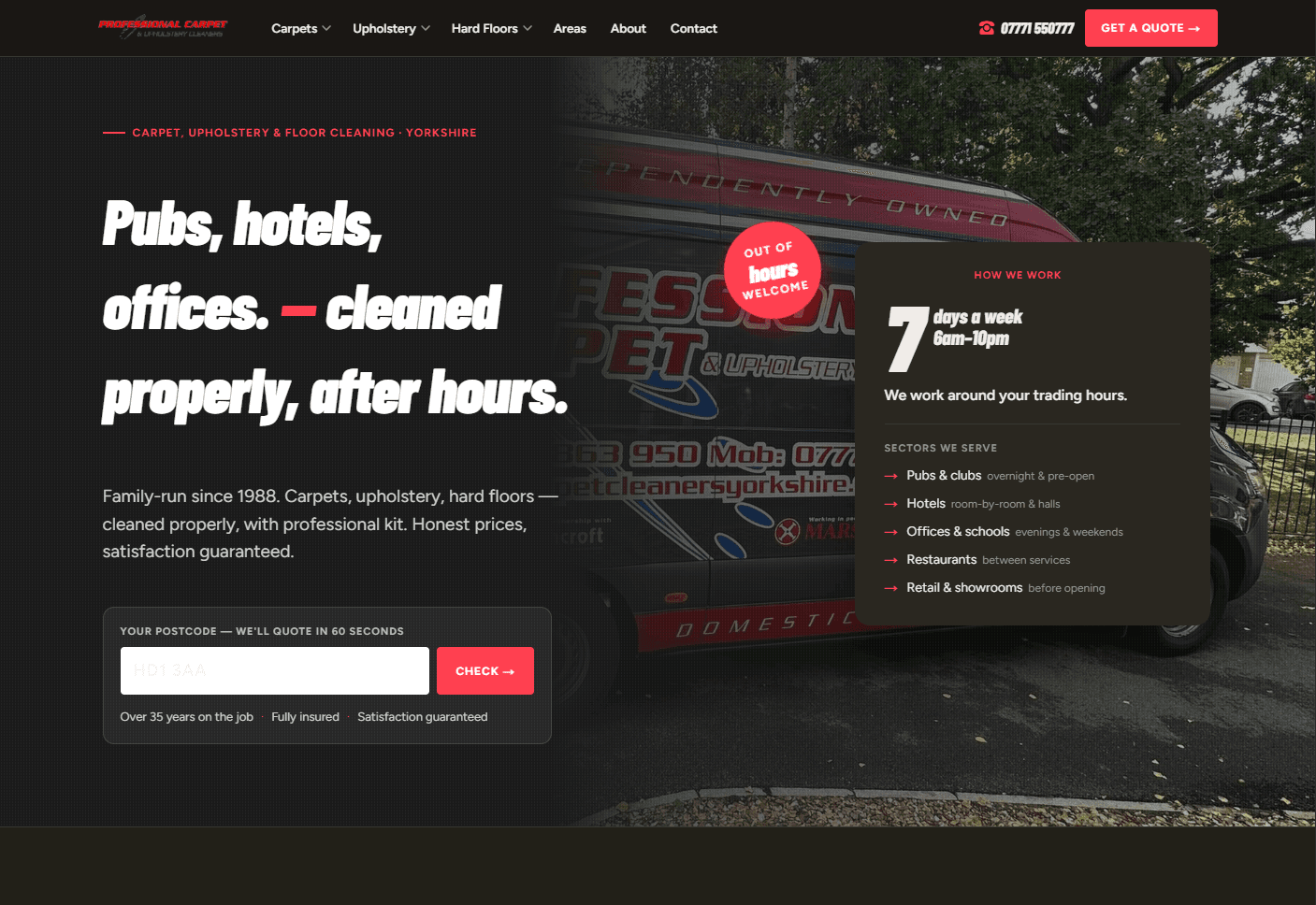 Professional Carpet Cleaners website